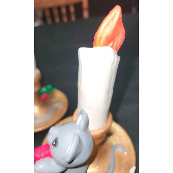 3 Vintage Mouse Stocking Holders Candy Cane Holly Christmas Decor - Picture 7 of 10